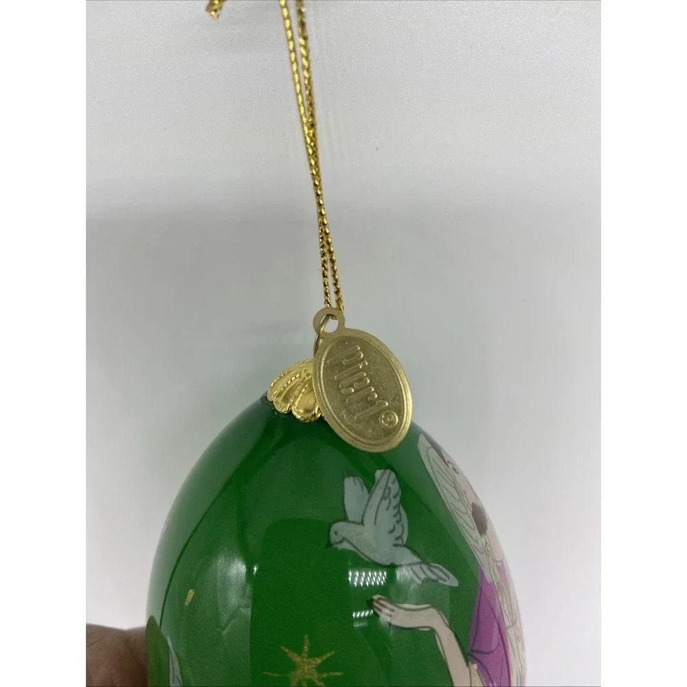 Pier 1 Hand Painted Li Bien Glass Cone Ornament 2014 Angel With Doves